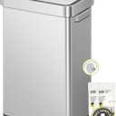 EKO Deluxe Mirage-T 50 Liter / 13.2 Gallon Touchless Rectangular Motion Sensor Trash Can, Matte Stainless Steel Finish
