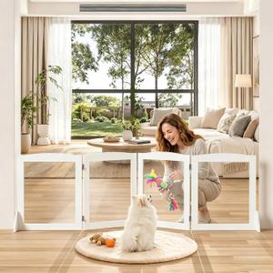 Snughome Clear Freestanding Dog Gate, 23.62" H Acrylic Pet Gate, 79" W