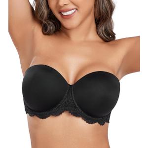 DotVol Women's Plus Size Bra Full Figure Underwire Contour Beauty Back Lace Multiway Strapless Bra (38D)