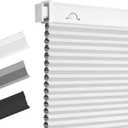 Allesin Zen No Drill Blinds for Windows Blackout Cordless Cellular Shades Honeycomb Blinds Pull Down, Free Stop Easy Install for Home and Office, Blackout, White, 34" W x 36" H