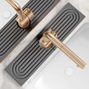 Kitchen Sink Faucet Mat - 15.7in Diatomite Sink Protectors for Kitchen Sink, Stone Sink Splash Guard for Kitchen Counter Sink Accessories (Dark Grey, 15.7'' x 3.9'')