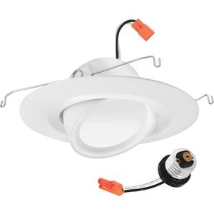 Juno 5"/6" Inch Adjustable LED Recessed Lighting, RetroBasics Series Adjustable Gimbal LED Downlight Trim Kit, 5"/6" Ceiling Light with 5-in-1 Switchable White Color, 700 Lumens, Matte White