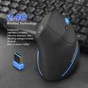 ZLOT Vertical Wireless Mouse,2.4G USB Optical Ergonomic Mice with 3 Adjustable DPI 1000/1600/2400 and 6 Buttons for Laptop, PC, Computer, Desktop, Black