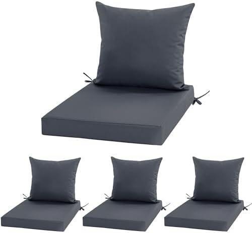 Amazon.com : Outdoor Cushions for Patio Furniture, Waterproof Outdoor Chair Cushion w/Fade-Resistant, Removable & Machine-Washable Cover, 22x22 Inch, Deep Seat Sofa/Couch Pad Replacement  Set of 4, Dark Grey : Patio, Lawn & Garden