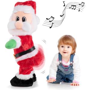 Twerking Santa Animated Dancing Christmas Plush Toy for Adults and Kids, Funny Singing Santa Claus, Ideal for White Elephant Exchange, Gag Gifts and Holiday Decor