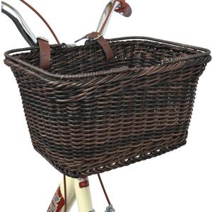 GRANNY SAYS Bike Basket, Wicker Basket for Bike, Hand-Woven Bicycle Basket, Detachable Wicker Front Handlebar Bike Basket (Brown)