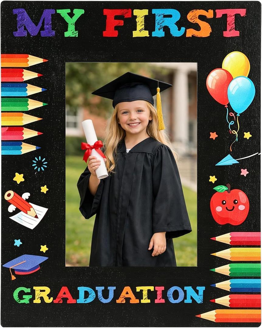 3 x My First Graduation Picture Frame, Preschool Graduation Gifts, 4"x 6" Wooden Preschool Grad Photo Frame 2026 Pre k Preschools Kindergarten Graduations Gifts Grad Frames Decor for Boys Girls Student