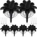 Yuxung 6 Sets Wedding Table Centerpiece Accessories Including 159 Pieces Natural Ostrich Feather Bulk Plastic Vases and Beads Necklaces for Wedding Home Party Centerpiece Supplies(Black)