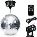 16" Disco Ball with Motor and Light 6-12RPM Rotator and RGB Spotlight for Party DJ Bands Dance Club Bar Wedding Event Studio Holiday Decor