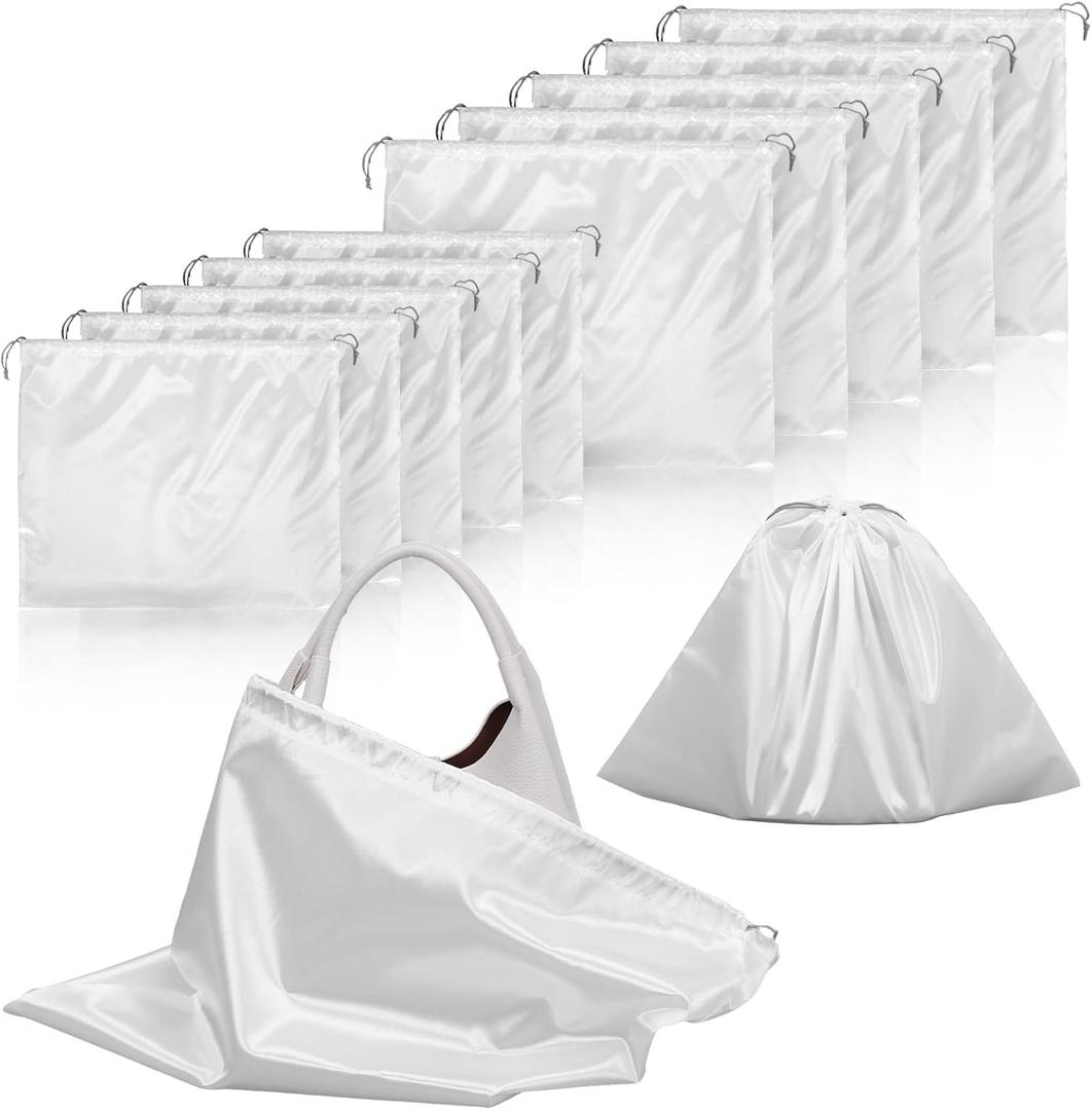 COMNICO Dust Bags for Handbags, 12 Pcs Silk Dust Covers With Drawstring Travel Storage Pouch Purse Storage Organizer for Purses and Handbags Shoes Boots Bags Luggage