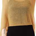 Women Sheer Poncho Shrug Summer Sheer Blouse Top Lightweight Poncho Bolero for Evening Dress, One Size (Dark Gold)