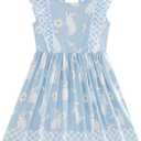 Goodstoworld Toddler Girl Dress for Kids Summer Beach Ruffle Tie Back Dresses for 2-8T (4-5T, A0-easter Bunny 02)