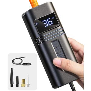 Tire Inflator Portable Air Compressor Car Tires, 38L/min Fast Inflate, 12V DC Air pump for Car Tires, Powerful & Small, Car Tire Pump LED Light - Only Compatible with Car Cigarette Lighter (NO Battery)