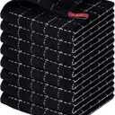 Homaxy 100% Cotton Terry Kitchen Dish Cloths, Ultra Soft and Absorbent Dish Towels for Kitchen, Suitable for Drying and Washing Dishes, 8 Pack, 12 x 12 Inches, Black
