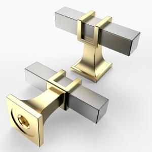 Asidrama 10 Pack Single Hole Center Brushed Satin Nickel and Gold Kitchen Cabinet Knobs, Cabinet Knobs Kitchen Cabinet Hardware for Cupboard Drawer Knobs