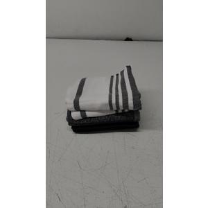 Cotton Clinic Assorted Kitchen Linen 6 Pack Soft Absorbent Quick Drying Table & Kitchen Towels with Hanging Loop 18x28 / Black White