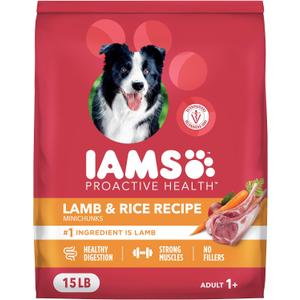 IAMS Dry Dog Food Lamb and Rice Proactive Health Food for Dogs, 15.0 lb (EXP 07/07/27)