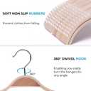 JS Hanger Lightweight Non Slip Wooden Hangers - 30 Pack Heavy Duty Wood Coat Hangers with Soft Stripes for Camisole, Jacket, Dress Clothes, Sweater, Natural Finish