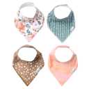 Copper Pearl 4 Pack Soft Cotton Baby Bibs for Drooling and Teething, Absorbent Drool Bibs for Baby Girl and Boy, Adjustable to Fit Newborns to Toddlers, Tons of Styles (Autumn)