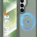 Magnetic Case for Samsung Galaxy S24+ Plus, [Compatible with Magsafe] [Glass Screen Protector] [Dual Layer Military-Grade Protection] Heavy Duty Shockproof Cover for Samsung S24 Plus 6.7 inch, Green