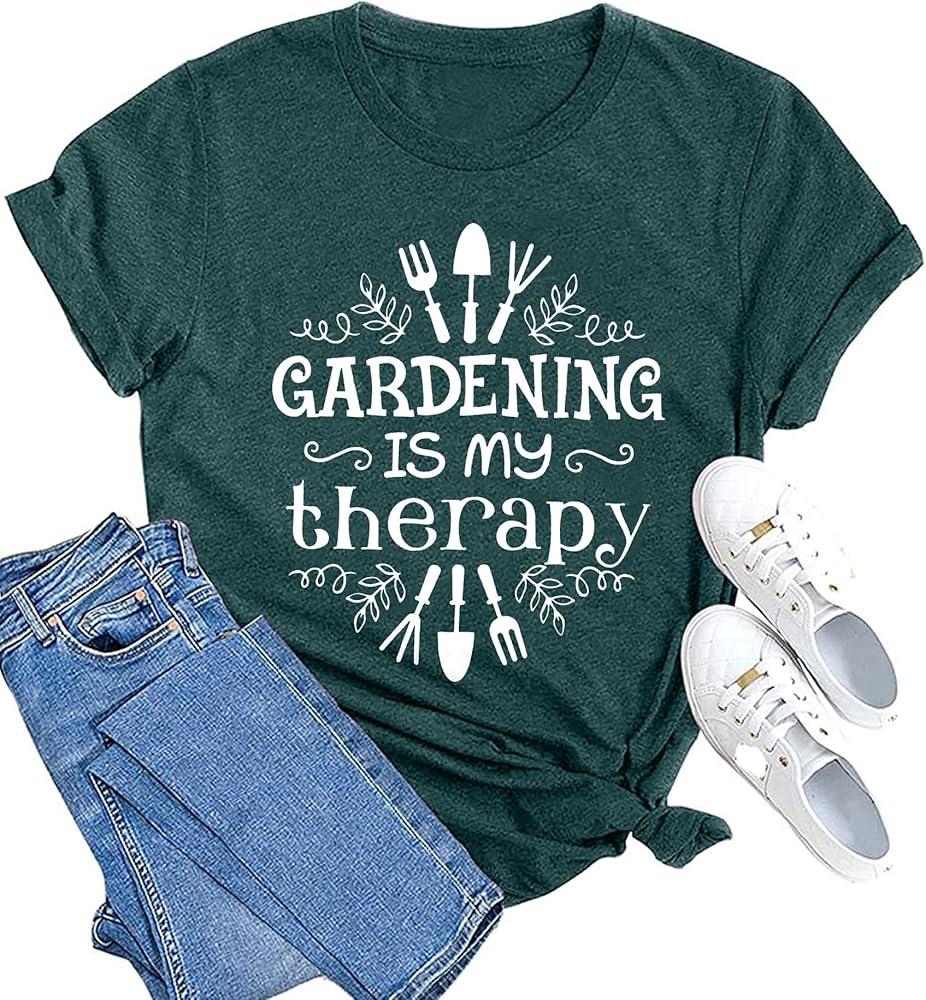MAIHUN Garden Shirts Women Plant Lover T Shirt Gardening Graphic Tee Gardener Gift Tops, Small