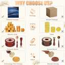 Wax Seal Stamp Kit - 357Pc Set with Wax Beads, Seal Stamp, Warmer, Spoon, Candles for Vintage Envelopes & Letters - Gold