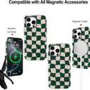 Fiyart Designed for iPhone 16 Pro Max Case Cute Trendy Aesthetic Checkerboard Pattern Compatible with MagSafe Checkered for Women Girls Hard Phone Shockproof Cover 6.9",Green Checkered