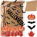 100 Pcs Halloween Classroom Bulletin Board Decorations Happy Halloween Bat Pumpkin Maple Leaf Bulletin Board Paper Cutouts with Glue Points for School Classroom Home Wall Decor