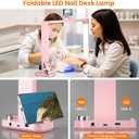 Nail Light for Desk,34 Inch 48W Half Moon Light-Adjustable 3000K-6000K Color Temp, 0-100% Brightness,Nails lamp with Phone Stand,for Nails Art,Tattoo,Eyebrow,Beauty,Reading,Salon