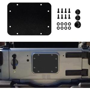 Tailgate Vent Spare Tire Carrier Filler Plate Cover Set Compatible with 2007-2018 Jeep Wrangler JK & JKU, Black