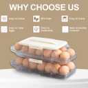 Egg Holder for Fridge Organization - 30 Slot Egg Organizer for Refrigerator with Rolling Dispenser | 2 Layers with Locking & Detachable Trays