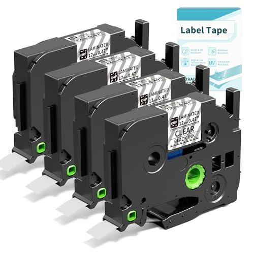 EazeID D210S H1100 E1000 Label Maker Tape Clear, 12mm 0.47 Laminated Clear Tape for D480BT P780BT Labeler, Easy to Peel Waterproof Labels for Home Office School Use, 12mm x 8m (1/2" x 26.2 feet) 2 Pack