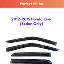KPY Rain Guards Fit for 2012-2015 Honda Civic, Out-Channel Window Visors Vent Wind Deflectors 4PC, Car Accessories for 12-15 Civic (Sedan Only)