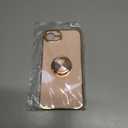 Fingic for iPhone 17e/ 16e Case, with 360 Rotatable Ring Holder Magnetic Kickstand, Shiny Plating Gold Edge Slim Soft TPU Shockproof Protective Cover for Women Men for iPhone 16e/ 17e 6.1",Rose Gold