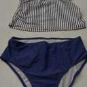 Girls Swimsuit Tankini Criss Cross Ruched 2 Piece Bathing Suit Printed Girl Swimwear for Teens 9-16Y (13-14 Years, White Stripes)