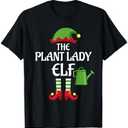 Plant Lady Elf Family Matching Group Christmas T-Shirt Size L