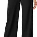 IUGA Womens Dress Pants Wide Leg Pull On Stretchy Work Pants Women High Waisted Business Casual Trousers with Pockets (Large, Black- Regular)