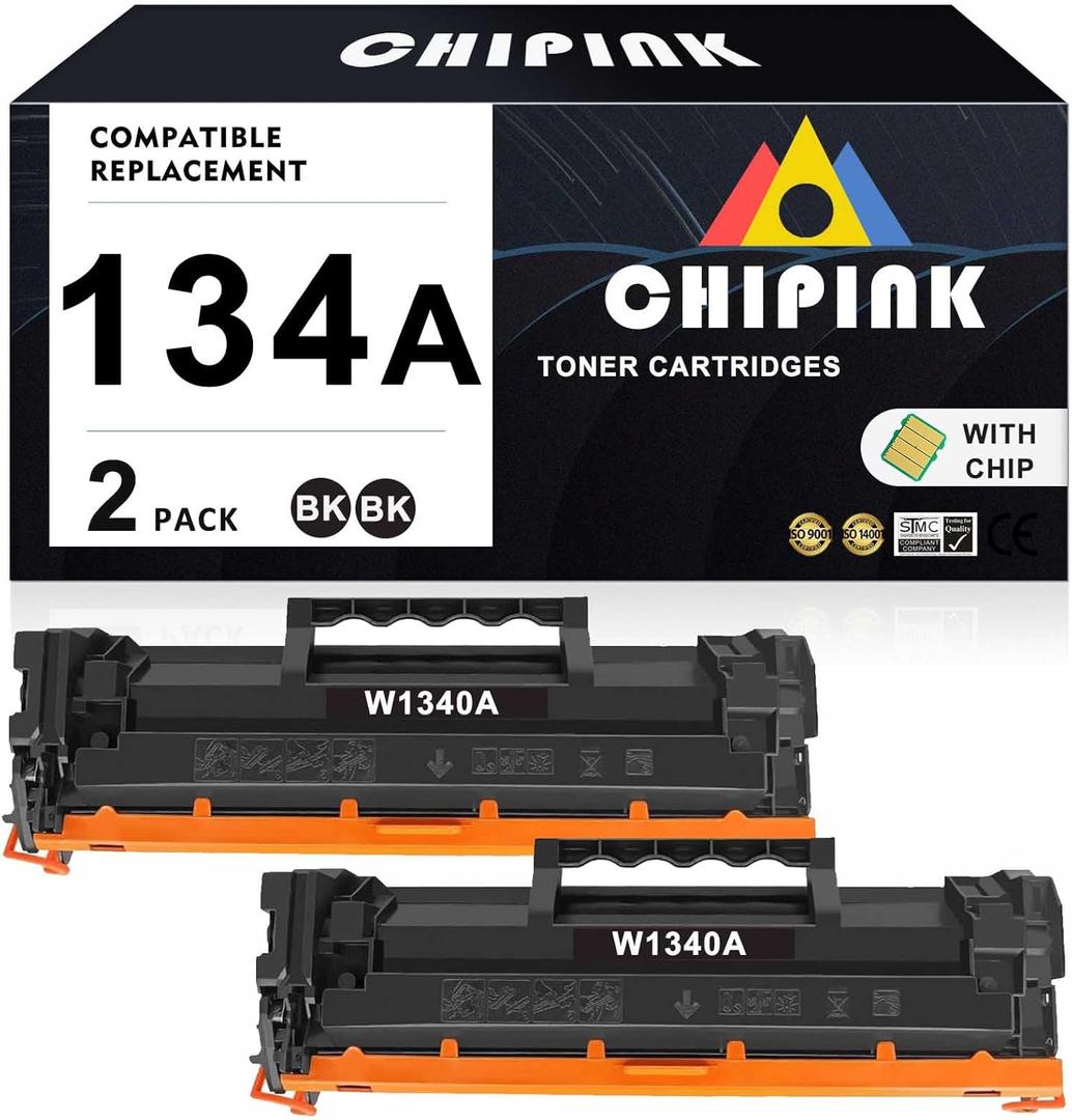 134A Toner Replacement Compatible with 134A Black Toner Cartridge W1340A 134X W1340X for Laser 209dw MFP M234dw M234sdw Printers Ink (with Chip) (2 Pack, Black)