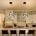 MAYNA Modern Spiral Led Chandelier, 4000K Pendant Light Kitchen Island, 18W Adjustable Height Island Light Fixture for Kitchen Bedroom Kitchen Island Cafe, 3 Pack (Black)