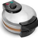 BELLA Classic Belgian Waffle Maker, 7" Round, Non Stick, Waffle Iron Makes 1 Thick Waffles, Variable browning control knob, Stay-cool handle with locking latch, Stainless Steel