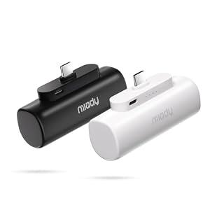 Miady 2-Pack Mini Portable Charger Built-in USB C Connector Small PowerBank