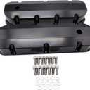 FABRICATED Black Aluminum Valve Covers with Billet Rail Fits for Big Block Chevy BBC 396 427 454 502