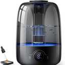 Homvana Humidifiers for Bedroom Diffusers - Top Fill 3.5L Cool Mist Humidifier Large Room, 40H Runtime Diffusers for Home, Air Humidifier for Plants, Baby Nursery, Essential Oil Diffusers (Black)