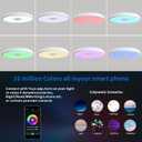Smart Waterproof LED Flush Mount Ceiling Light Fixture,11 inch 18W,with Bluetooth Speaker,RGB Color Changing Function- Dimmable Lamp,Tuya Application Control-Compatible with Alexa Google Home