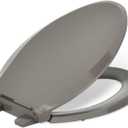 KOHLER 4636-RL-K4 Cachet ReadyLatch Elongated Toilet Seat Slow Close, Soft Close Toilet Seat Quiet Lid, Contoured Grip-Tight Bumpers Installation Hardware, Apartment Essentials, Cashmere