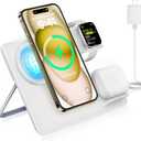 Wireless Charger Station for Apple Mag-Safe: JoyGeek 3 in 1 Magnetic Charging Stand Foldable for iPhone 15 14 13 12 Pro Max Plus - Apple Watch 9 8 7 6 5 4 SE - AirPods Pro 2/3