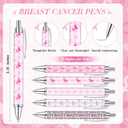 60 Set Breast Cancer Awareness Gifts Bulk Pink Ribbon Pens Keychains Motivational Cards Bags Breast Cancer Awareness Accessories Items for Women Survivor Charity Event Gift Supplies