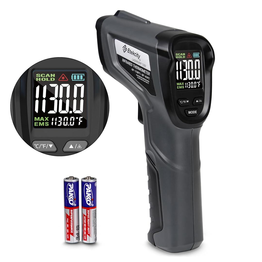 Etekcity Temperature Gun Infrared Thermometer -58F 1130F, Digital Laser Heat Gun for Pizza Ovens, Griddles, Meat, Refrigerators, Engines, HVAC, Kitchen & Pool Accessories (Black)
