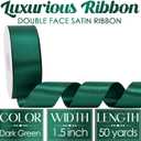 MEEDEE Dark Green Satin Ribbon - 1-1/2 inch Double Faced, Perfect for Christmas Tree, Wreaths, Weddings, Flower Bouquets