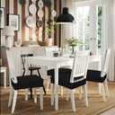 Smiry Stretch Jacquard Seat Covers for Dining Room Chairs Set of 4, Removable Washable Chair Seat Protector Slipcovers, No Rear Covers, Black